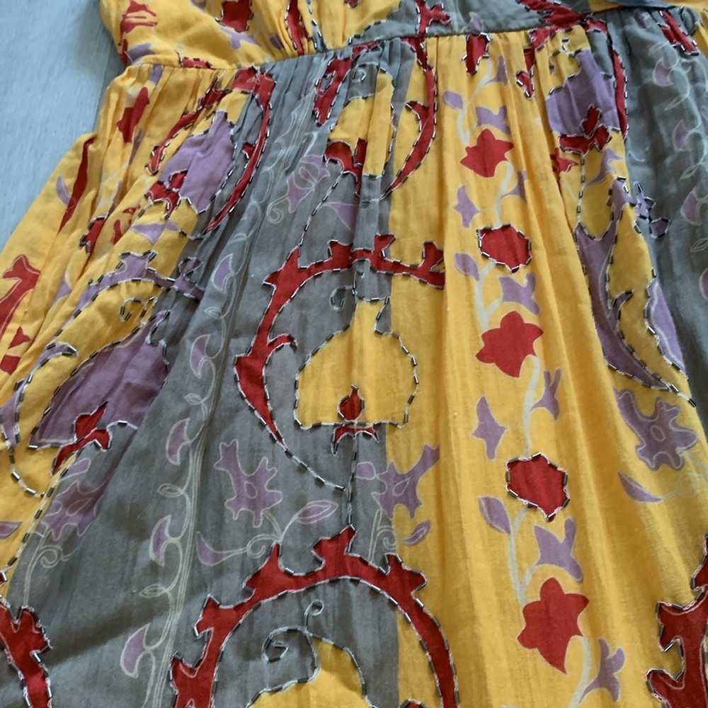 Anthroologie Let Me Be Beaded‎ Maxi Dress Boho Bohemian, size X-LARGE yellow - Picture 15 of 16